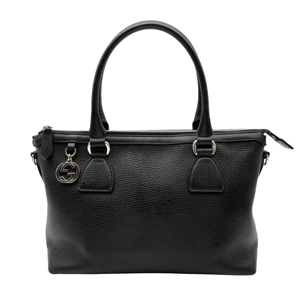 GUCCI Gucci Interlocking Shoulder Bag Dollar Calf Leather 449659 Black Women's